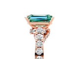 Rose gold Emerald Cut Diamond Solitaire Ring with Pavé Band and Prong Setting_5
