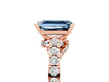 Rose gold Emerald Cut Diamond Solitaire Ring with Pavé Band and Prong Setting_5
