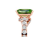 Rose gold Emerald Cut Diamond Solitaire Ring with Pavé Band and Prong Setting_5