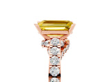 Rose gold Emerald Cut Diamond Solitaire Ring with Pavé Band and Prong Setting_5