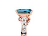 Rose gold Emerald Cut Diamond Solitaire Ring with Pavé Band and Prong Setting_5