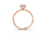 Rose gold Emerald Cut Diamond Solitaire Ring with Round with Citrine side stone Pavé Band and Prong Setting_15