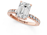 Rose gold Emerald Cut Diamond Solitaire Ring with Round with Moissanite side stone Pavé Band and Four-Prong Setting_37