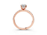Rose gold Emerald Cut Diamond Solitaire Ring with Round with Moissanite side stone Pavé Band and Four-Prong Setting_39