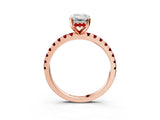 Rose gold Emerald Cut Diamond Solitaire Ring with Round with Ruby side stone Pavé Band and Four-Prong Setting_39
