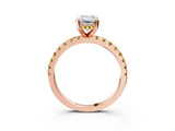 Rose gold Emerald Cut Diamond Solitaire Ring with Round with Yellow Sapphire side stone Pavé Band and Four-Prong Setting_39