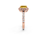 Rose gold Emerald Cut Diamond Solitaire Ring with Shared Prong Pavé Band_2