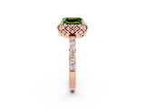 Rose gold Emerald Cut Diamond Solitaire Ring with Shared Prong Pavé Band_2