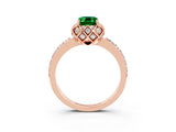 Rose gold Emerald Cut Diamond Solitaire Ring with Shared Prong Pavé Band_3