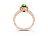Rose gold Emerald Cut Diamond Solitaire Ring with Shared Prong Pavé Band_3