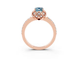 Rose gold Emerald Cut Diamond Solitaire Ring with Shared Prong Pavé Band_3