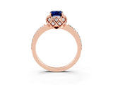 Rose gold Emerald Cut Diamond Solitaire Ring with Shared Prong Pavé Band_3