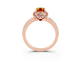 Rose gold Emerald Cut Diamond Solitaire Ring with Shared Prong Pavé Band_3