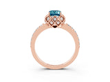 Rose gold Emerald Cut Diamond Solitaire Ring with Shared Prong Pavé Band_3