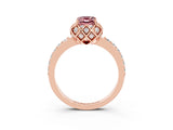 Rose gold Emerald Cut Diamond Solitaire Ring with Shared Prong Pavé Band_3