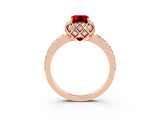Rose gold Emerald Cut Diamond Solitaire Ring with Shared Prong Pavé Band_3