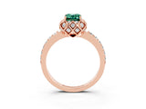 Rose gold Emerald Cut Diamond Solitaire Ring with Shared Prong Pavé Band_3