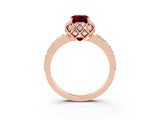 Rose gold Emerald Cut Diamond Solitaire Ring with Shared Prong Pavé Band_3