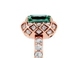 Rose gold Emerald Cut Diamond Solitaire Ring with Shared Prong Pavé Band_5