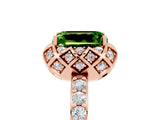 Rose gold Emerald Cut Diamond Solitaire Ring with Shared Prong Pavé Band_5