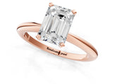Rose gold Emerald Cut Diamond Solitaire Ring with Six-Prong Setting and Classic Band_325