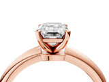 Rose gold Emerald Cut Diamond Solitaire Ring with Six-Prong Setting and Classic Band_328