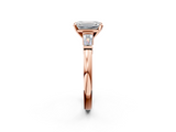 Rose gold Emerald Cut Diamond Solitaire Ring with Tapered Baguette Accents and Four-Prong Setting_107