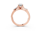 Rose gold Emerald Cut Diamond Solitaire Ring with Tapered Baguette Accents and Four-Prong Setting_108