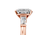 Rose gold Emerald Cut Diamond Solitaire Ring with Tapered Baguette Accents and Four-Prong Setting_110