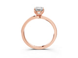 Rose gold Emerald Cut Diamond Solitaire Ring with Thin Band and Prong Setting_15