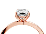 Rose gold Emerald Cut Diamond Solitaire Ring with Thin Band and Prong Setting_16
