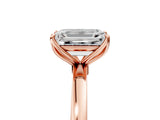 Rose gold Emerald Cut Diamond Solitaire Ring with Thin Band and Prong Setting_17