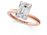 Rose gold Emerald Cut Diamond Solitaire Ring with Thin Band and Prong Setting_25