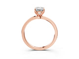 Rose gold Emerald Cut Diamond Solitaire Ring with Thin Band and Prong Setting_27