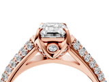 Rose gold Emerald Cut Diamond Solitaire Ring with Three-Row Pavé Band and Four-Prong Setting_39