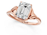 Rose gold Emerald Cut Diamond Solitaire Ring with Twist Band and Four-Prong Setting_58