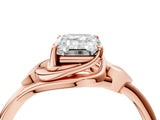 Rose gold Emerald Cut Diamond Solitaire Ring with Twist Band and Four-Prong Setting_61