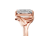 Rose gold Emerald Cut Diamond Solitaire Ring with Twist Band and Four-Prong Setting_62