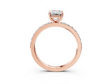 Rose gold Emerald Cut Diamond Solitaire with Pave Band and Four-Prong Setting 3