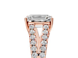 Rose gold Emerald Cut Diamond Split Shank Pavé Engagement Ring with Four-Prong Setting_100