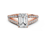 Rose gold Emerald Cut Diamond Split Shank Pavé Engagement Ring with Four-Prong Setting_95