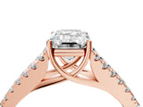 Rose gold Emerald Cut Diamond Split Shank Pavé Engagement Ring with Four-Prong Setting_99