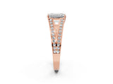 Rose gold Emerald Cut Diamond Split Shank Ring with Pavé Band and Four-Prong Setting_82
