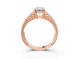 Rose gold Emerald Cut Diamond Split Shank Ring with Pavé Band and Four-Prong Setting_83