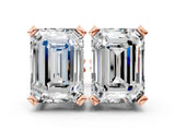 Rose gold Emerald Cut Diamond Stud Earrings_472