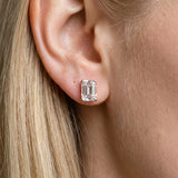 Rose gold Emerald Cut Diamond Stud Earrings_479