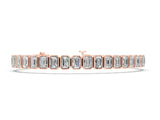 Rose gold Emerald Cut Diamond Tennis Bracelet with Bezel Setting_8