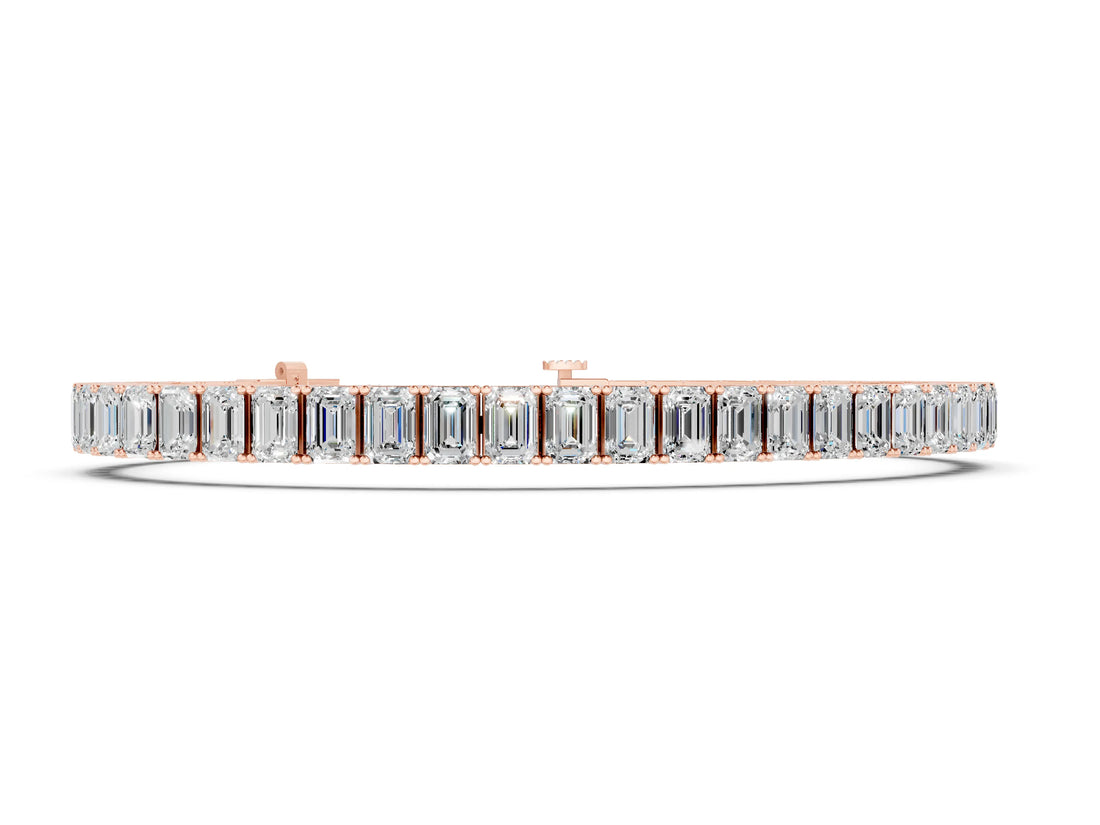Rose gold Emerald Cut Diamond Tennis Bracelet with Four-Prong Setting