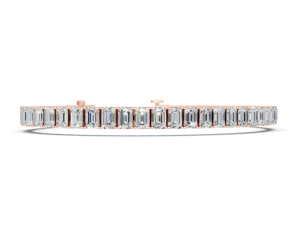Rose gold Emerald Cut Diamond Tennis Bracelet with Four-Prong Setting