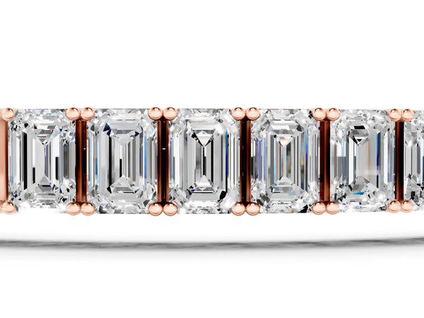 Rose gold Emerald Cut Diamond Tennis Bracelet with Four-Prong Setting